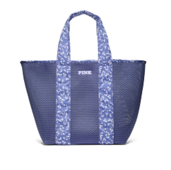 PINK Mesh Blue Floral Tote Bag - Picture 3 of 3
